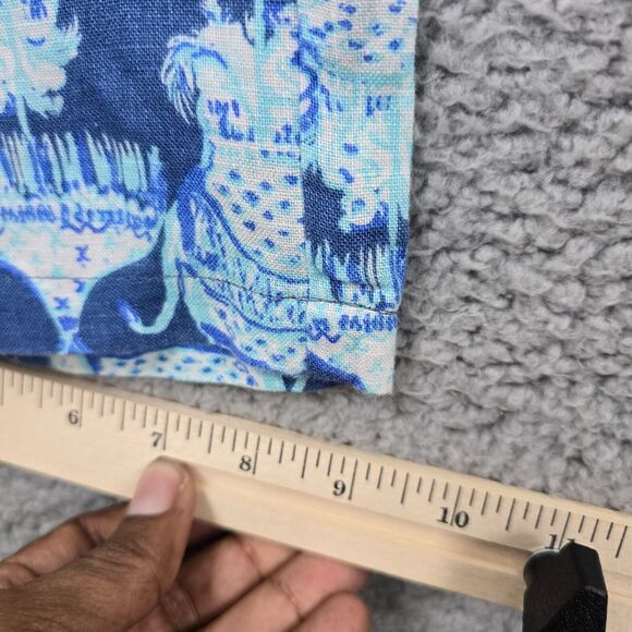 Lilly Pulitzer Women's Blue Elephant Print linen bootcut Pants Size S - Picture 15 of 16